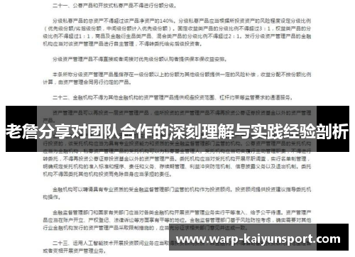 老詹分享对团队合作的深刻理解与实践经验剖析